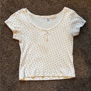 Brandy Melville Cream Floral Knit Top